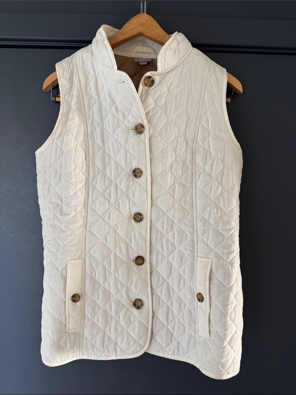 J. Jill Quilted Sleeveless Vest in Cream